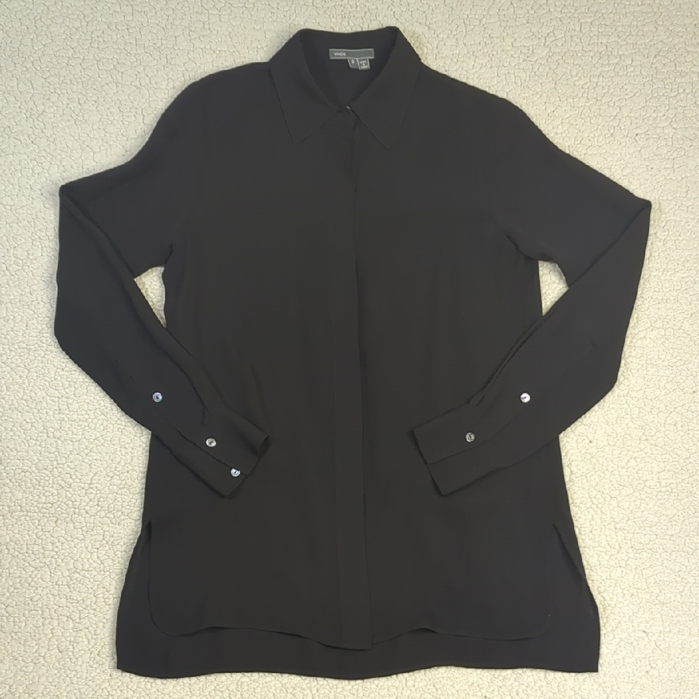Vince Black Button Down Silk Shirt